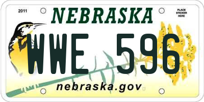 NE license plate WWE596