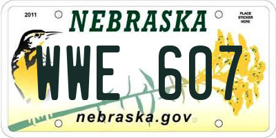 NE license plate WWE607