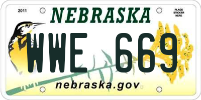 NE license plate WWE669