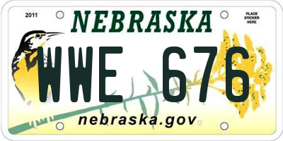 NE license plate WWE676
