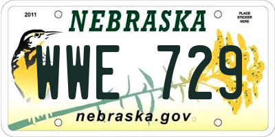 NE license plate WWE729