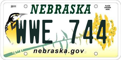 NE license plate WWE744