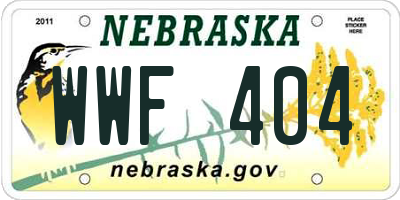 NE license plate WWF404
