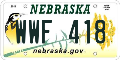 NE license plate WWF418