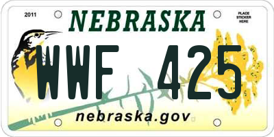 NE license plate WWF425