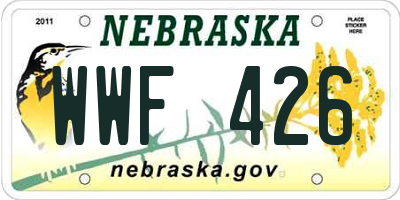 NE license plate WWF426