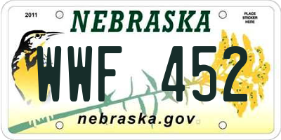 NE license plate WWF452