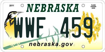 NE license plate WWF459