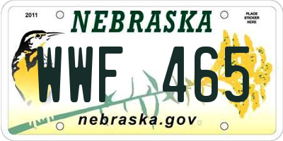 NE license plate WWF465