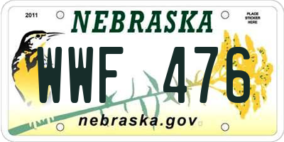NE license plate WWF476