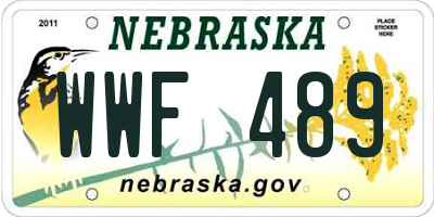NE license plate WWF489