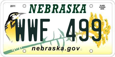 NE license plate WWF499