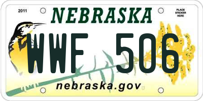 NE license plate WWF506