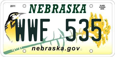 NE license plate WWF535