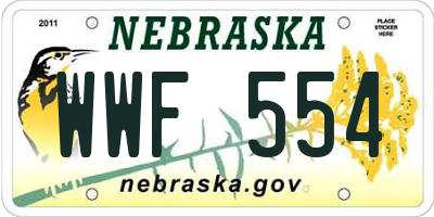 NE license plate WWF554
