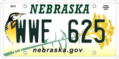 NE license plate WWF625