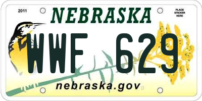 NE license plate WWF629