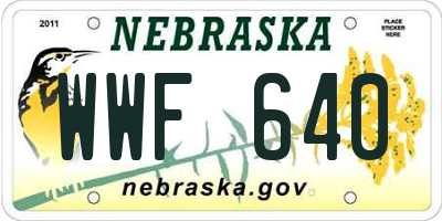 NE license plate WWF640