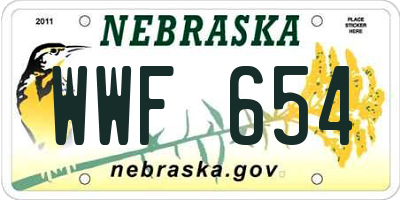 NE license plate WWF654