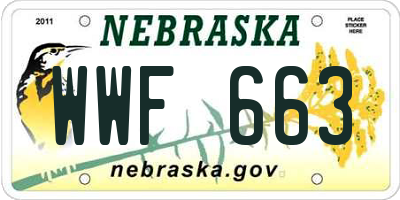 NE license plate WWF663