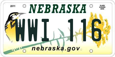 NE license plate WWI116