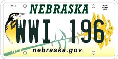 NE license plate WWI196