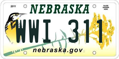 NE license plate WWI311