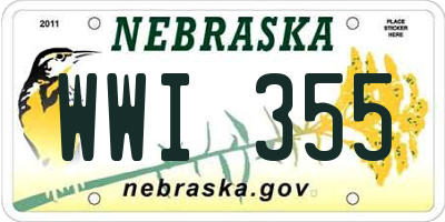 NE license plate WWI355