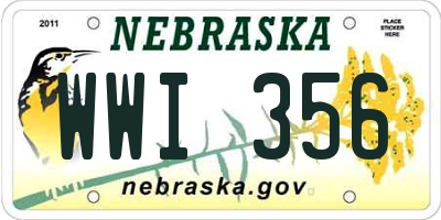 NE license plate WWI356