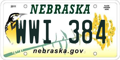 NE license plate WWI384