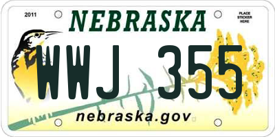 NE license plate WWJ355
