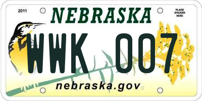 NE license plate WWK007