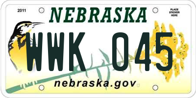 NE license plate WWK045