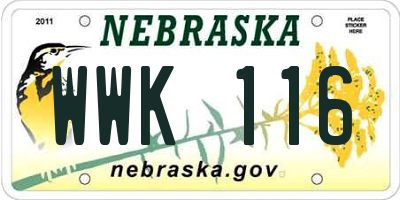 NE license plate WWK116