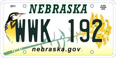 NE license plate WWK192
