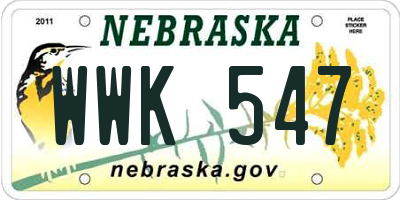 NE license plate WWK547