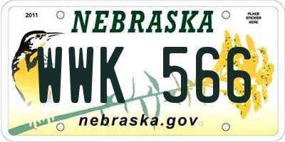 NE license plate WWK566