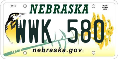 NE license plate WWK580