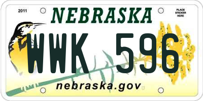 NE license plate WWK596
