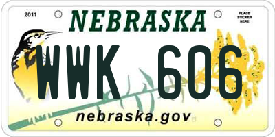 NE license plate WWK606