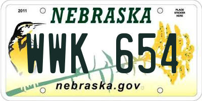 NE license plate WWK654