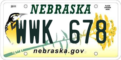 NE license plate WWK678