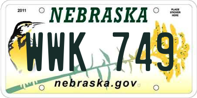NE license plate WWK749
