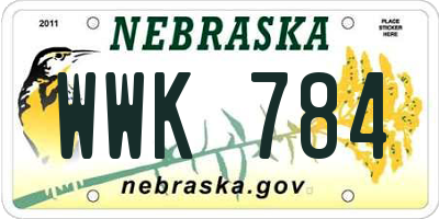 NE license plate WWK784