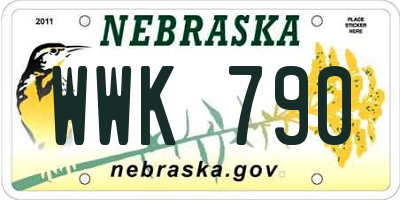 NE license plate WWK790