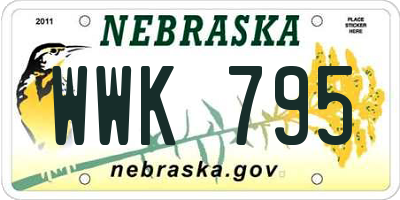 NE license plate WWK795