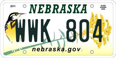 NE license plate WWK804