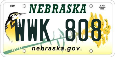NE license plate WWK808