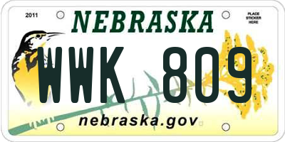 NE license plate WWK809
