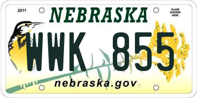 NE license plate WWK855